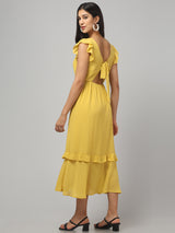 Yellow Frilly Midi Dress