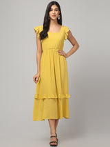Yellow Frilly Midi Dress