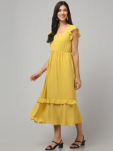 Yellow Frilly Midi Dress