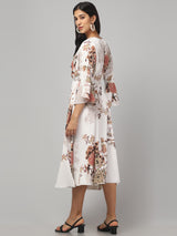 Multicolor Floral White Midi Dress