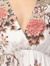 Multicolor Floral White Midi Dress