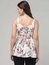 White Floral Tunic Top