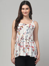 White Floral Tunic Top