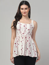Maroon Geometric Tunic Top