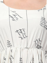 White Typographic Tunic Top