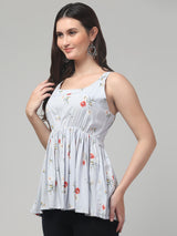 Sky-Blue Tunic Top