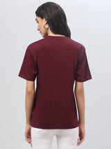 Maroon Printed T-shirt