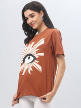 Brown Printed T-shirt