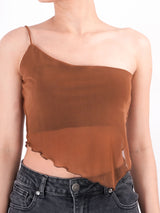 Self Design One Shoulder Sheer Top