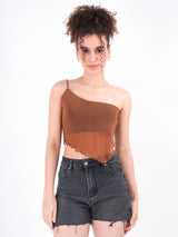 Self Design One Shoulder Sheer Top