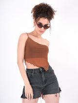 Self Design One Shoulder Sheer Top