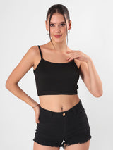 Sheer Check Crop Shirt With Spaghetti