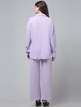 Lavender Solid Co ord Set For Womens