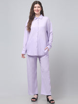 Lavender Solid Co ord Set For Womens
