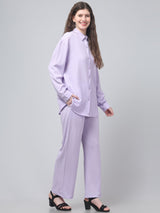 Lavender Solid Co ord Set For Womens