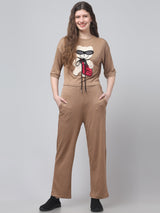 Brown Patched Co ord Set For Womens