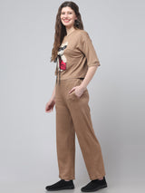 Brown Patched Co ord Set For Womens