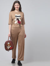 Brown Patched Co ord Set For Womens