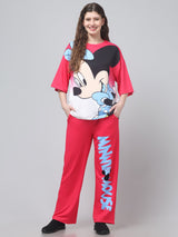 Red Printed Airport Look Co ord Set For Womens