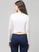 White Neted Cowl Top