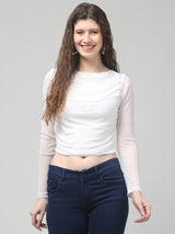 White Neted Cowl Top