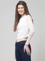 White Neted Cowl Top