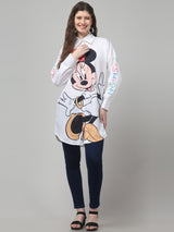 Oversized Micky Print Shirt For Womens