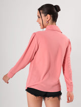 Solid Pink Point Collar Shirt