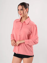 Solid Pink Point Collar Shirt