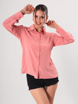 Solid Pink Point Collar Shirt