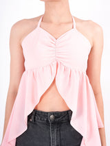 Solid Pink Sweetheart Neck Top