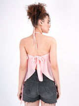 Solid Pink Sweetheart Neck Top