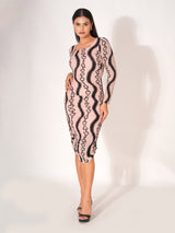 Spiral Printed Bodycon Dress