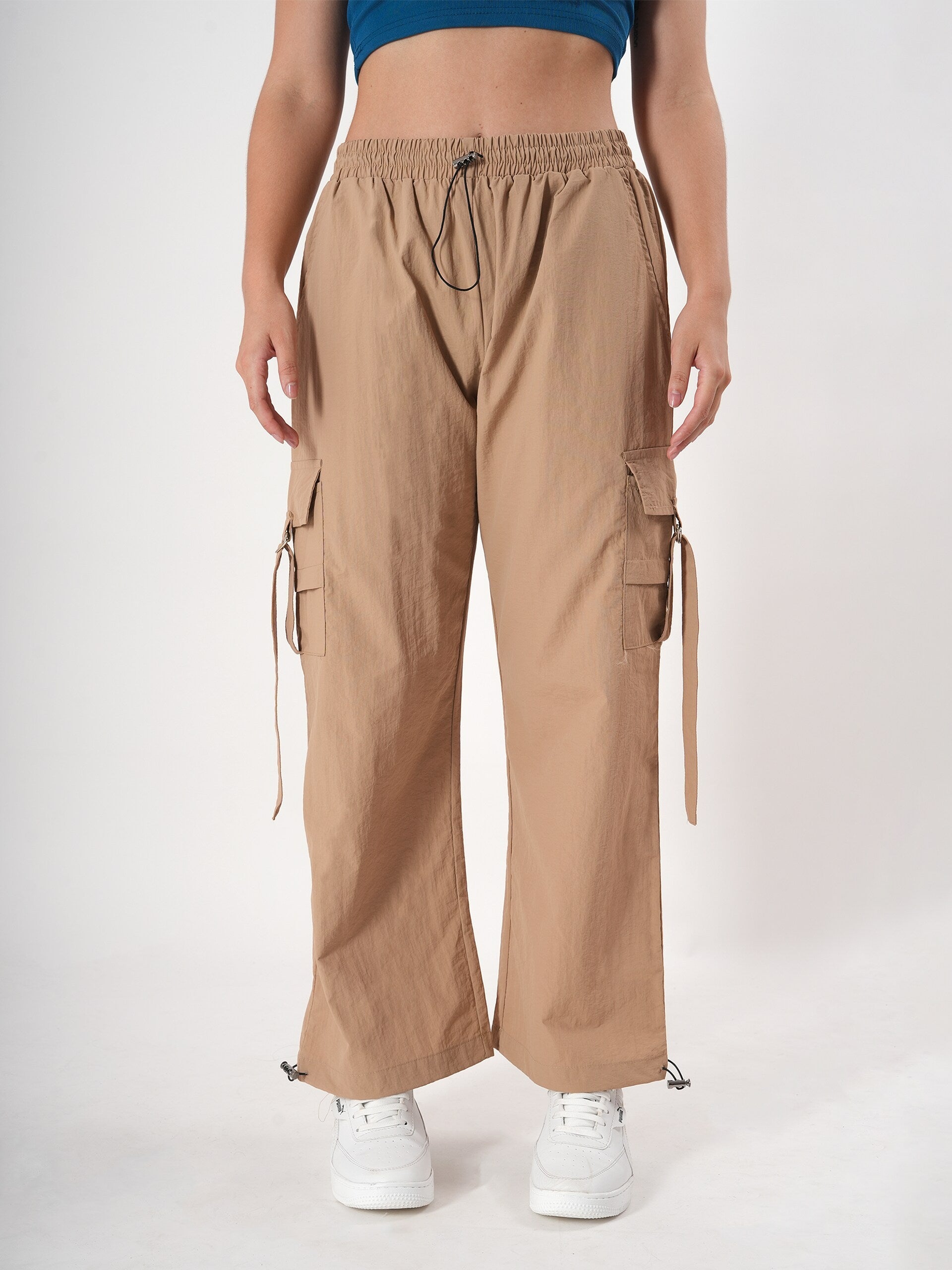 Straight fit Cargo With Pockets And Adjustable Strings-5
