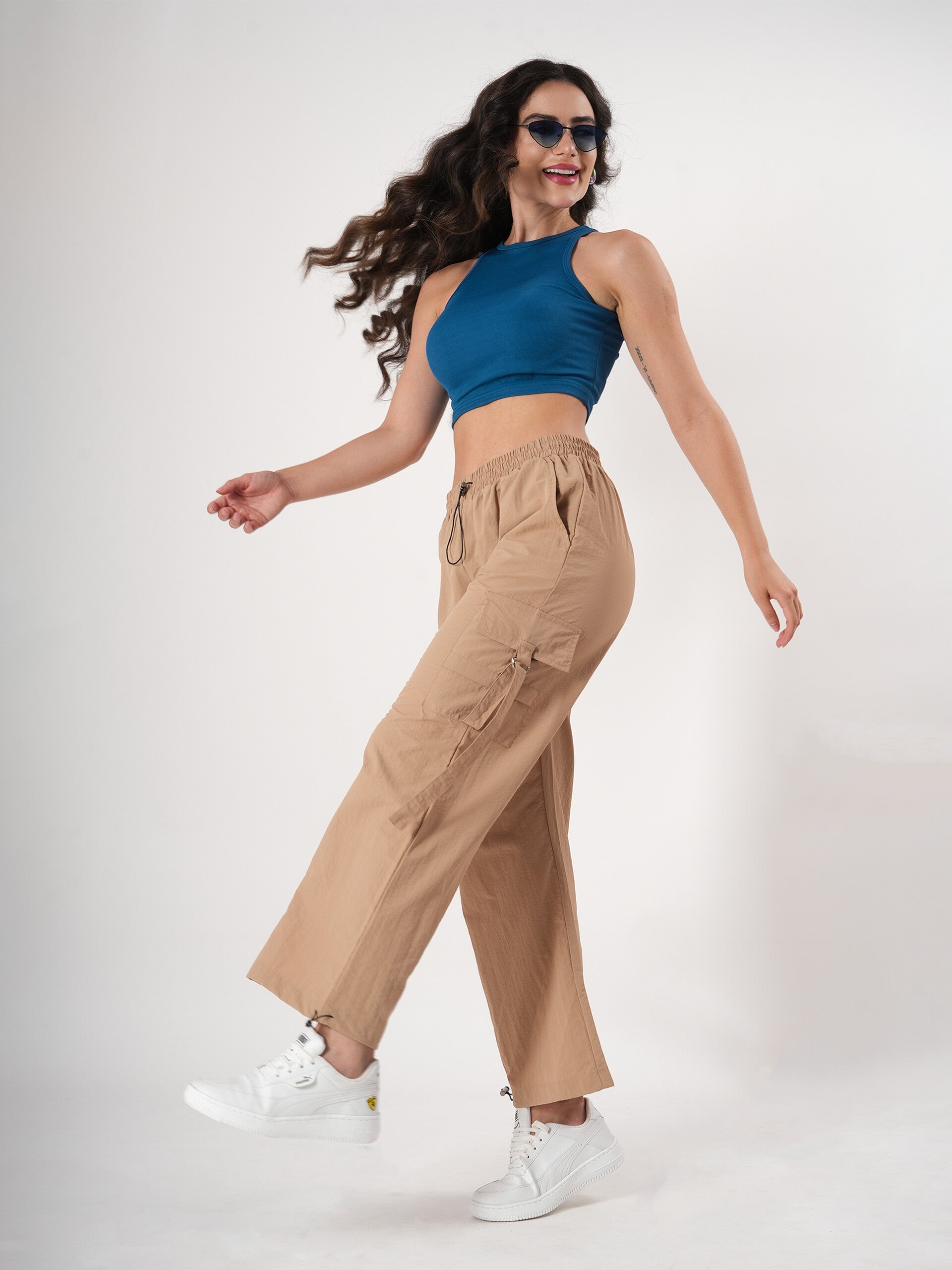Straight fit Cargo With Pockets And Adjustable Strings-7