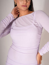 White Popcorn Pleated Bodycon Dress