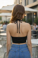 Clobug Women Halter Crop Top