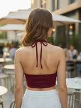 Clobug Women Halter Crop Top