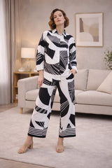 Clobug Women Printed Full Sleeve Crepe Shirt & Pant Co-ord Set
