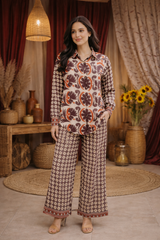 Clobug Women Printed Full Sleeve Crepe Shirt & Pant Co-ord Set
