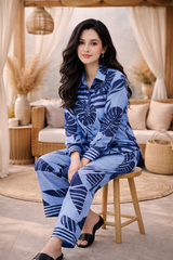 Clobug Women Printed Full Sleeve Crepe Shirt & Pant Co-ord Set