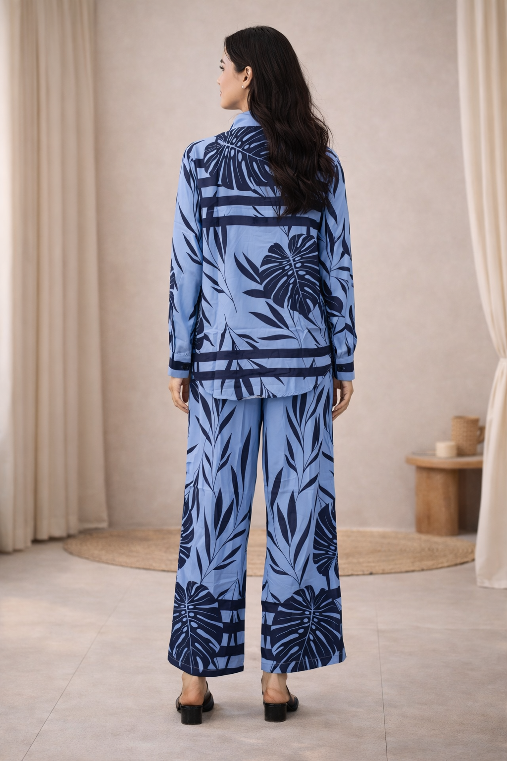 Clobug Women Printed Full Sleeve Crepe Shirt & Pant Co-ord Set