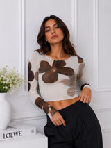 Women Mesh Floral Top