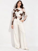 Clobug Women Cowl Neck Floral Top