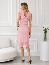 Women's Sleeveless Cowl Neck Mesh Dress