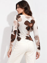 Clobug Women Cowl Neck Floral Top