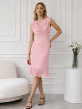 Women's Sleeveless Cowl Neck Mesh Dress