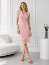 Women's Sleeveless Cowl Neck Mesh Dress