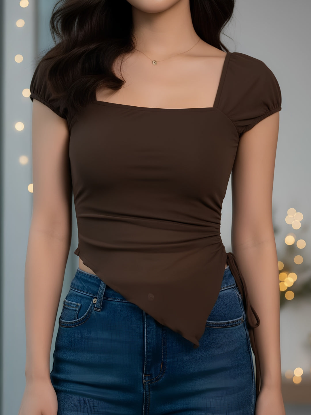 Clobug Women Square Neck Top