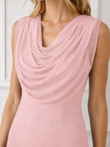 Women's Sleeveless Cowl Neck Mesh Dress